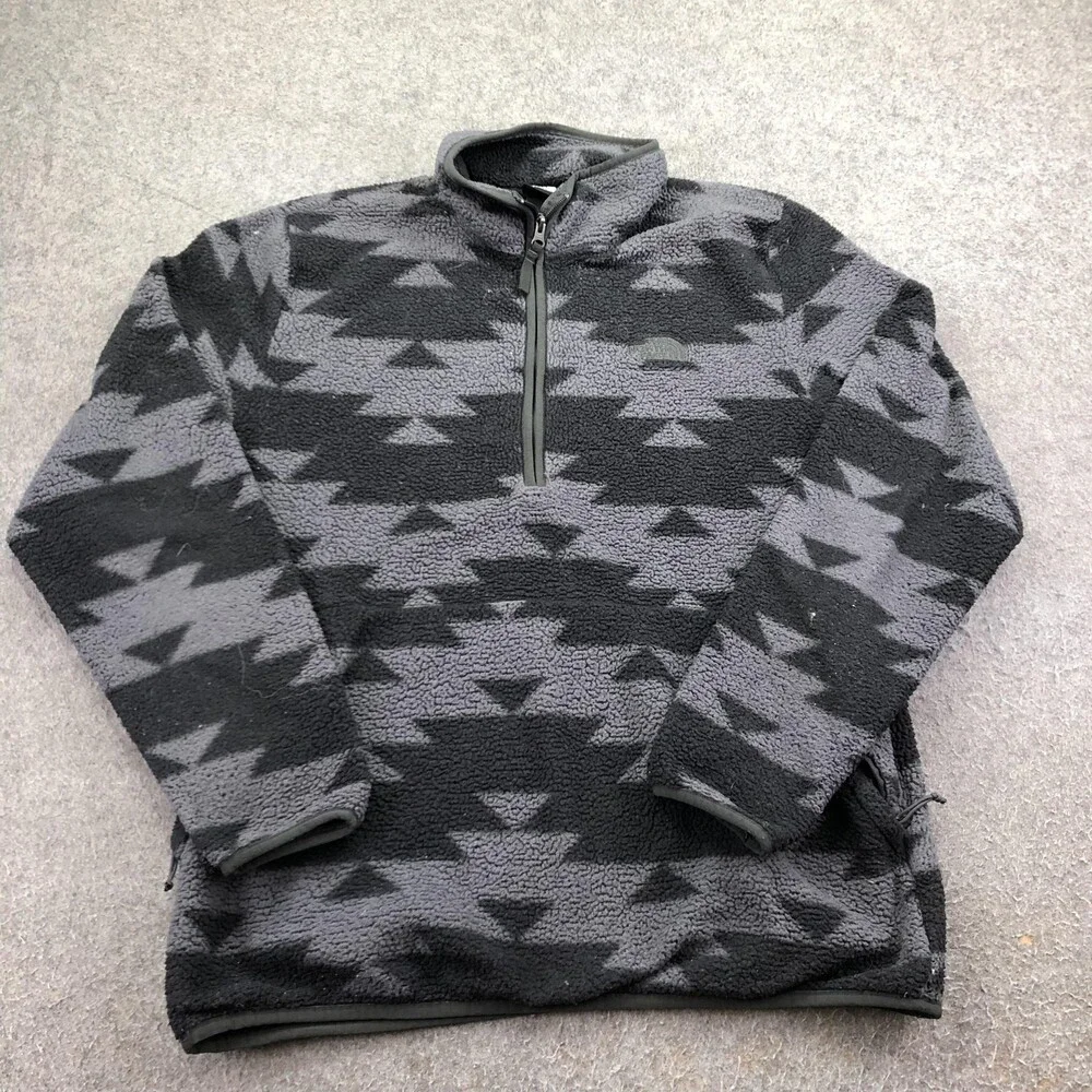 The North Face Jacket Mens Large Gray Fleece 1/4 Zip Tribal Southwestern Outdoor